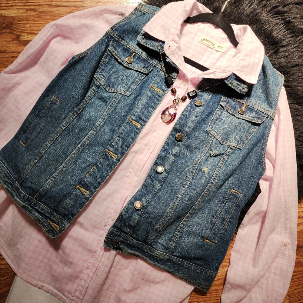 Pink and White Gingham Plaid 100% Cotton Button-down Shirt Women's Size XXL (20)